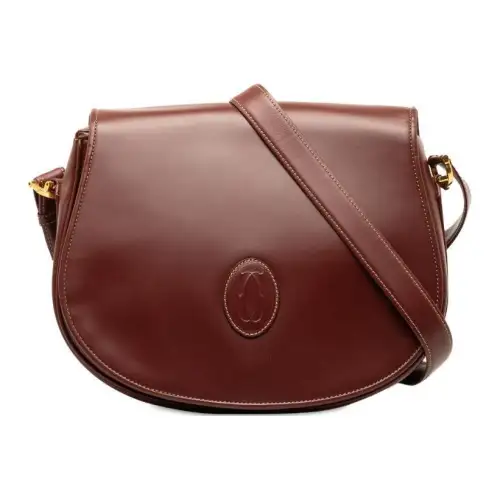 CARTIER Must De Cartier Calfskin Shoulder Bag, Crossbody Bag Women's Brown