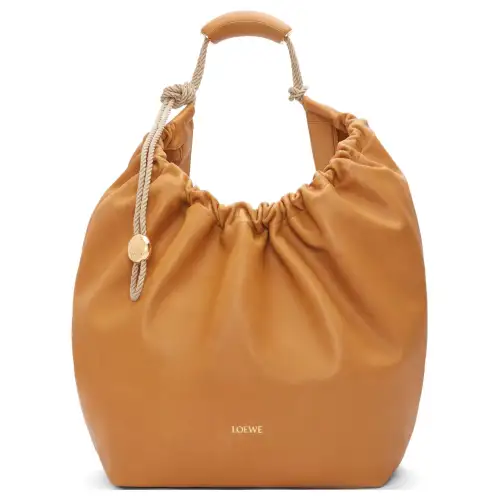 LOEWE Calfskin Handbag, Shoulder Bag Women's Tan