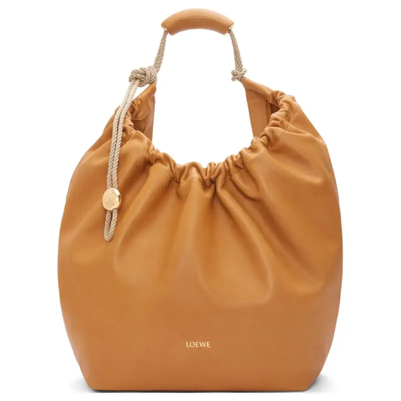 LOEWE Calfskin Handbag, Shoulder Bag Women's Tan