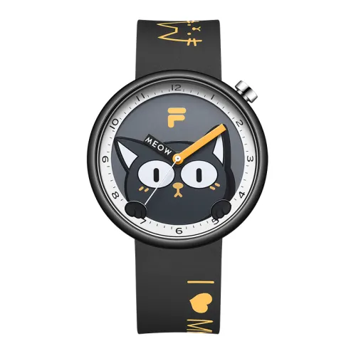 FILA Fashionable quartz silicone watch strap, black trend cute dial for men and women, European style, quartz mechanism