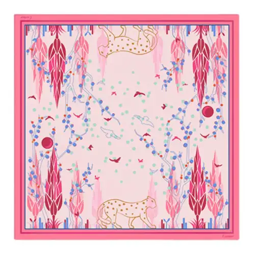 CARTIER Twill, Silk Scarves Unisex Pink