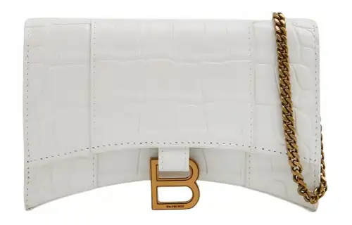 Balenciaga Leather Hourglass Bag, Crossbody Bag, Shoulder Bag Women's White