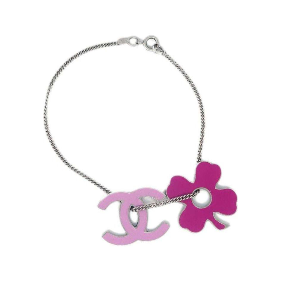 CHANEL Pre-Owned 2004 Plated Clover CC Charm Bracelet