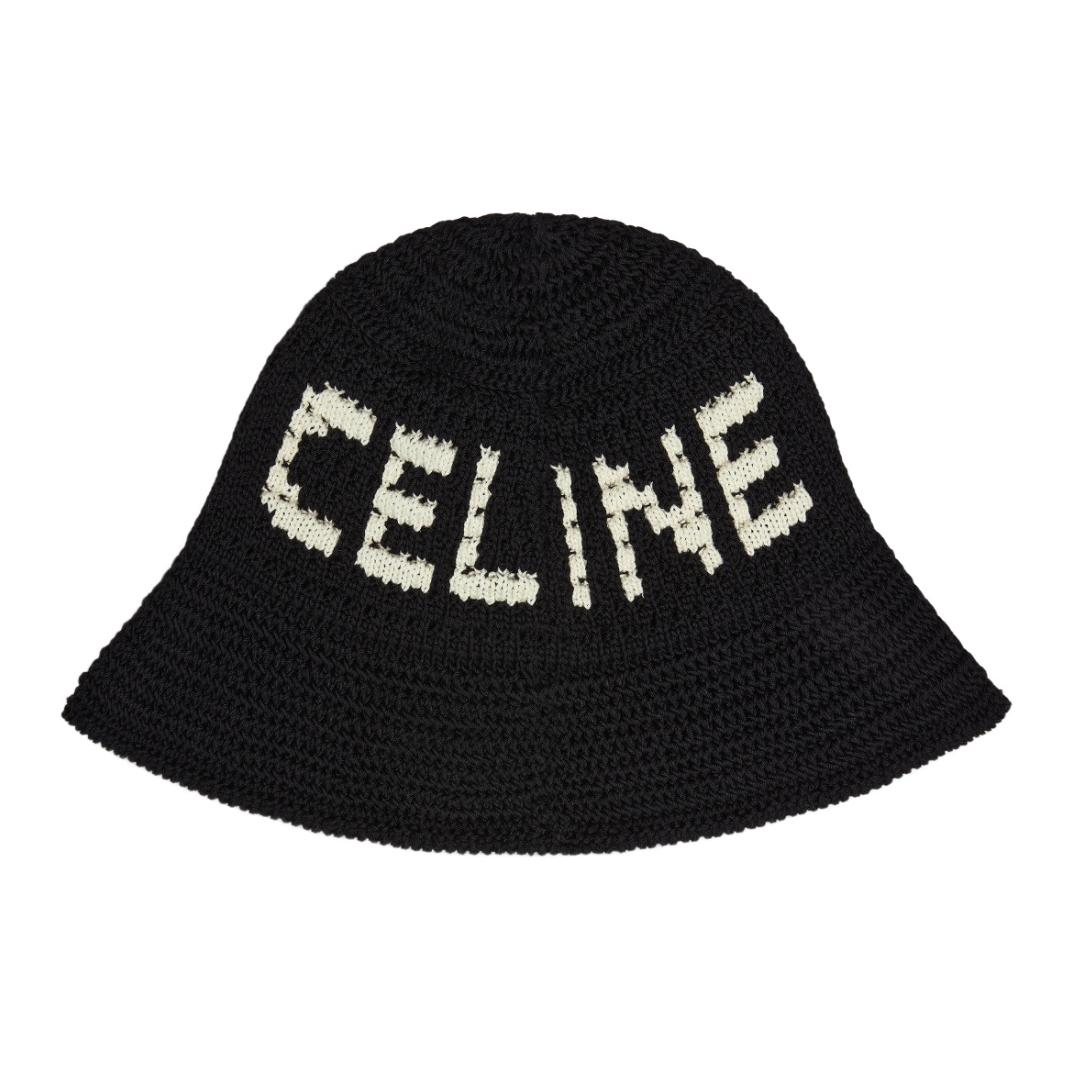 CELINE Cotton Bucket Hats Unisex Black