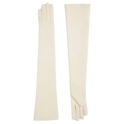 Bottega Veneta Lambskin Knit Gloves Women's Beige