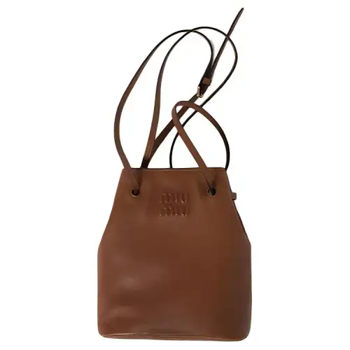 MIU MIU Leather Shoulder Bag, Crossbody Bag Mini Unisex Brown