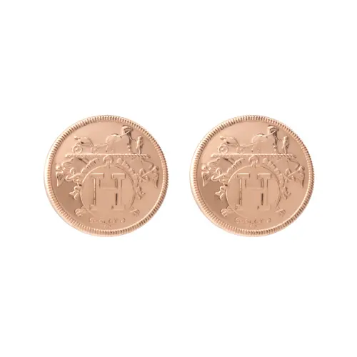 HERMES Ex Libris Stud Earrings Unisex