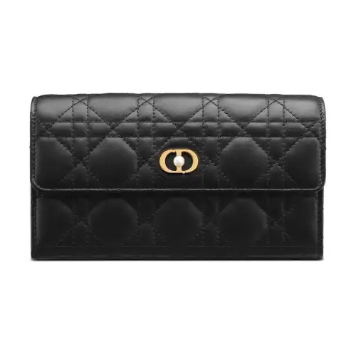 DIOR Lambskin Wallet Women's Black