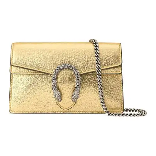 GUCCI Dionysus Leather Portable Crossbody Bag, Shoulder Bag Extra Mini Women's Gold