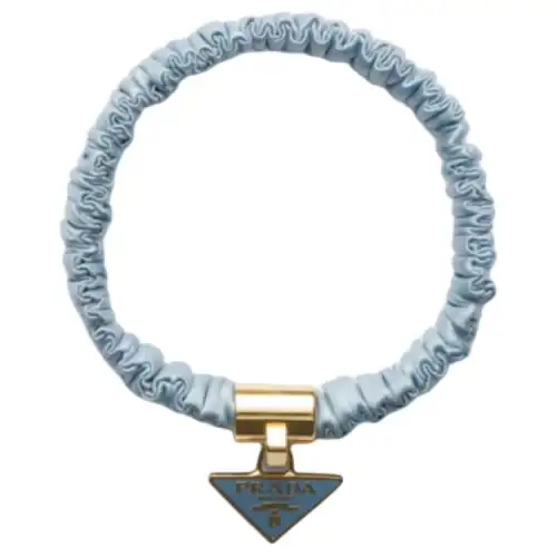 PRADA Prada satin crepe stretch fabric enameled metal scrunchie women's black/blue