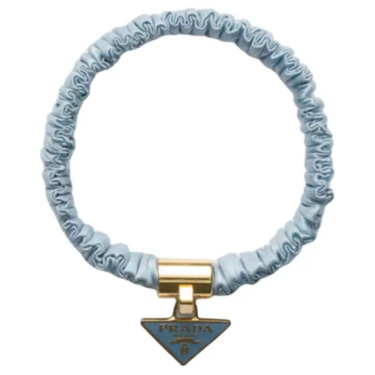 PRADA Prada satin crepe stretch fabric enameled metal scrunchie women's black/blue