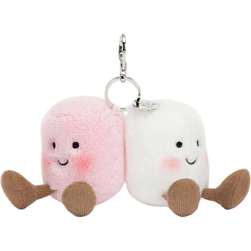 JELLYCAT Valentine's Day Series Amuseables Pair Of Marshmallows Bag Charm A pair of marshmallow bags, cute and interesting, white powder, doll, plush pendant, sitting position 9cm high