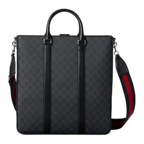GUCCI Canvas Tote Bag, Shopping Bag, Handbag Medium Men's Black
