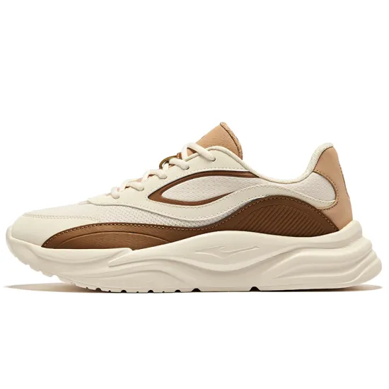 Erke Casual Shoes Men Low-Top Egg Milk Gray Elk Brown