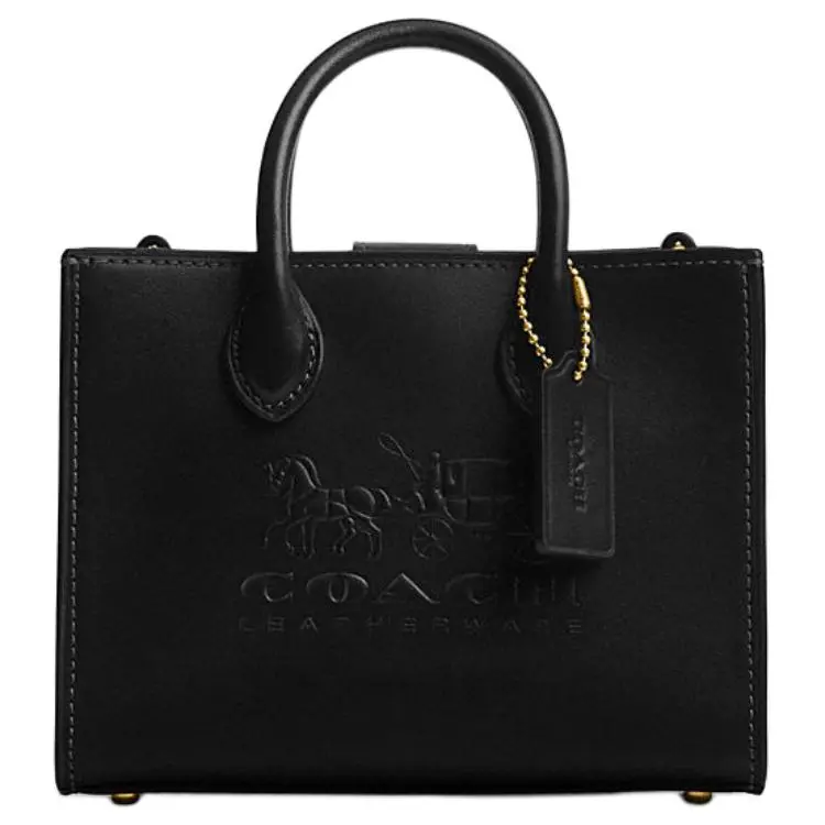 COACH Ace Refined Calfskin Tote Bag, Shopping Bag, Shoulder Bag, Crossbody Bag, Handbag Small Women's Black