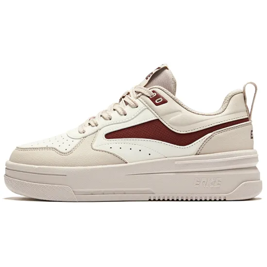 Erke Skateboard Shoes Women's Low-Top Pink Brush Gray Microcrystalline White