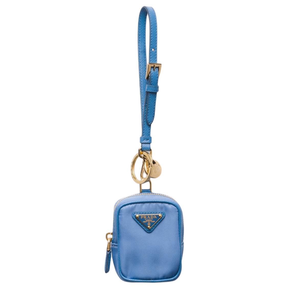 PRADA Prada Re-Edition Enamel Metal Triangle Logo Fabric Clutch Women's Blue