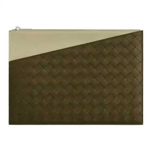 Bottega Veneta Intrecciato Sheepskin Clutch Men's End Color & Cave Stone Green