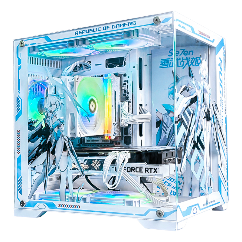 ASUS ASUS assembly machine Seaview room host I5 12600KF New 5060 desktop e-sports game console Snow Dancer's appearance chassis designer full set of chicken-eating eternal calamity anime custom black myth Wukong assembly computer