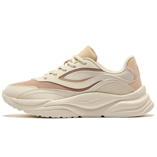 Erke Heart*2 Anti Slip Wear Resistant Low Top Casual Shoes Women's Egg Cream Gray Elk Brown