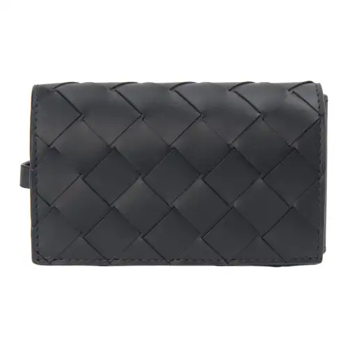 Bottega Veneta Leather Key Pouch Unisex Black