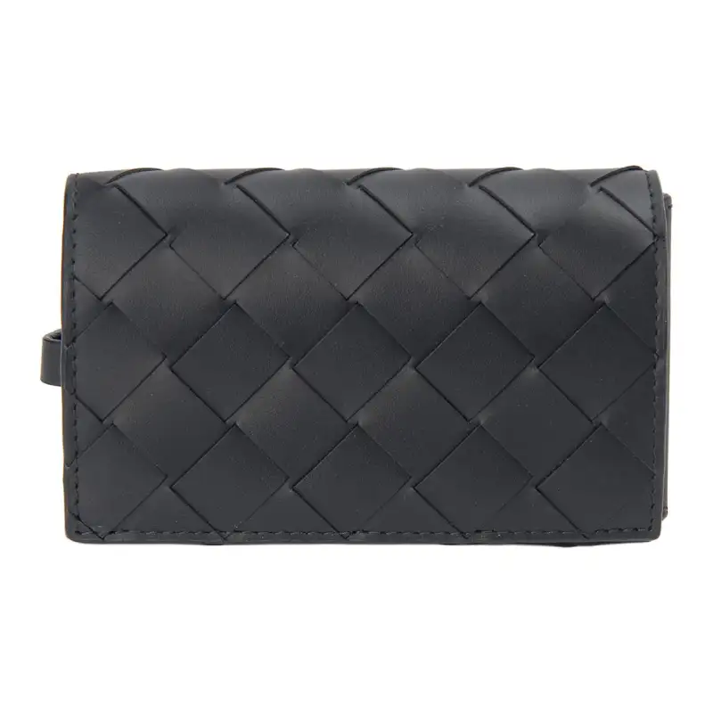 Bottega Veneta Leather Key Pouch Unisex Black