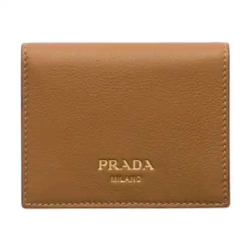 PRADA Leather Wallet Women's Camel