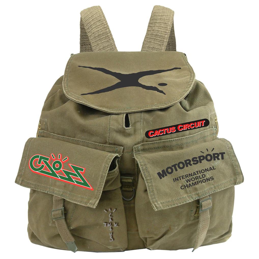 Travis Scott Canvas Backpack Unisex Olive Green
