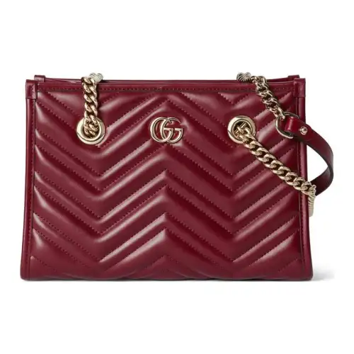 GUCCI GG Marmont Leather Tote Bag, Shopping Bag, Portable Crossbody Bag, Shoulder Bag Women's Red