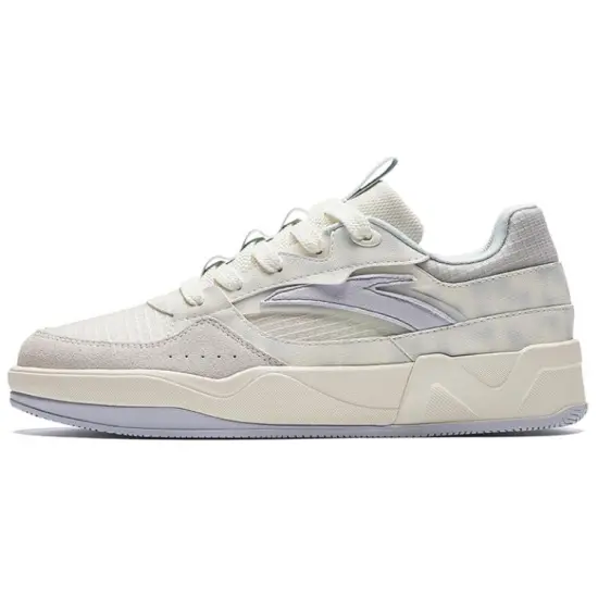 Anta Anti-Slip Wear-Resistant Low-Top Skateboard Shoes Women's White Purple Blue
