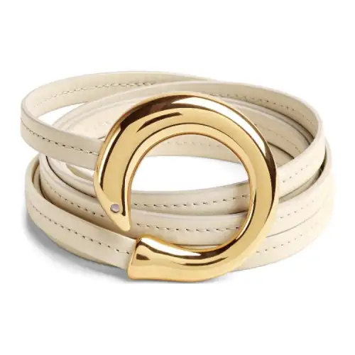 Bottega Veneta Sign Design Leather Belts Women's Grass Yellow Cord Width 2CM