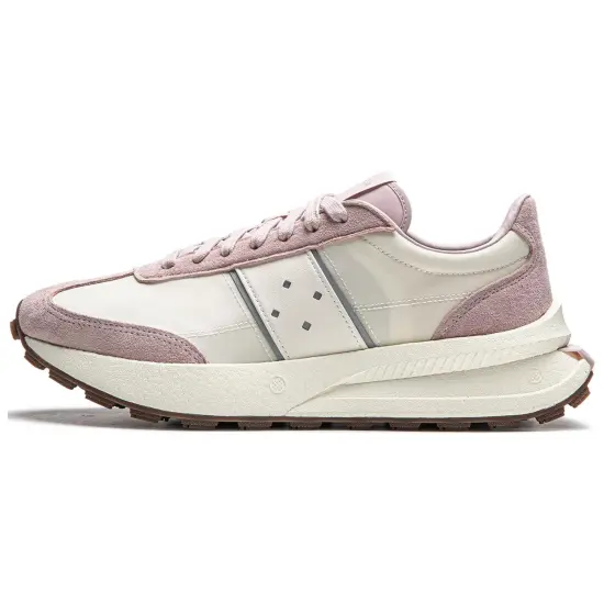 LiNing Cushioned Slip Resistant Low Top Casual Running Shoes Unisex Beige Pink