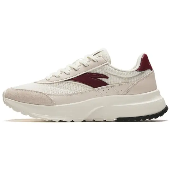 ANTA Casual Shoes Women's Low-Top Ivory White/Muddy Grey/Crimson Red