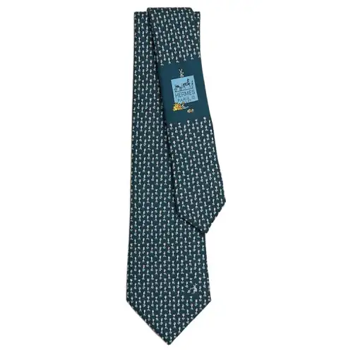 HERMES Mulberry Silk Ties Men's Blue