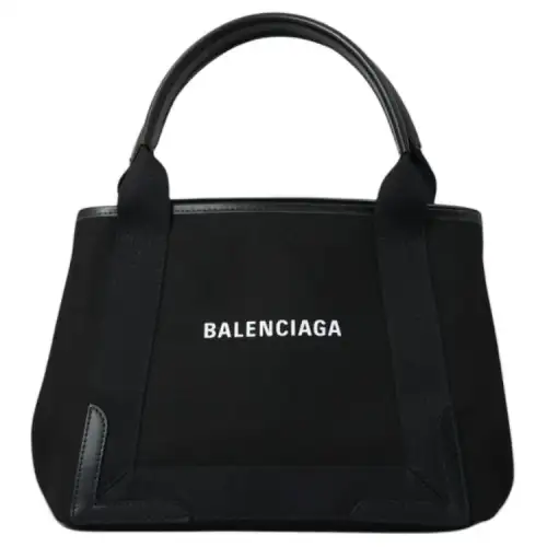 Balenciaga Cotton With Cow Leather Handbag Small Women's Black