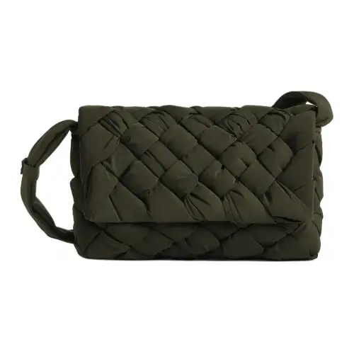 Bottega Veneta Lightweight Paper Nylon Shoulder Bag, Crossbody Bag Small Men's Dark Green