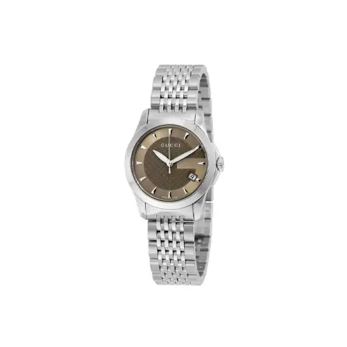 GUCCI 126.5 Wrist Watches Quartz Movement Stainless Steel Strap 27mm Tan Watch Dial Women's Watch 30m Water Resistant