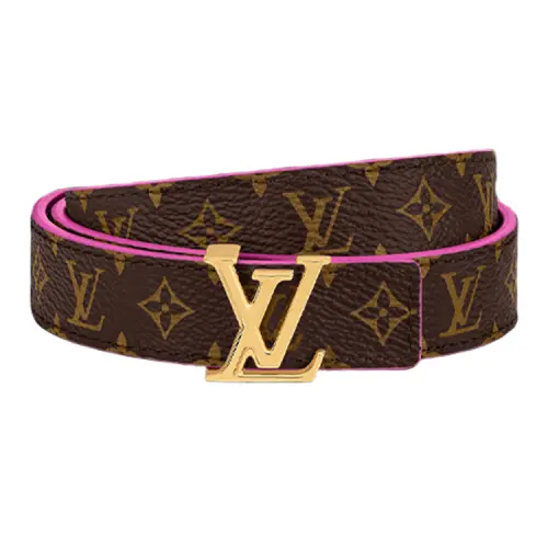 LOUIS VUITTON ICONIC Canvas With Calfskin Leather Belts Women's Brown/Pink Width 2cm