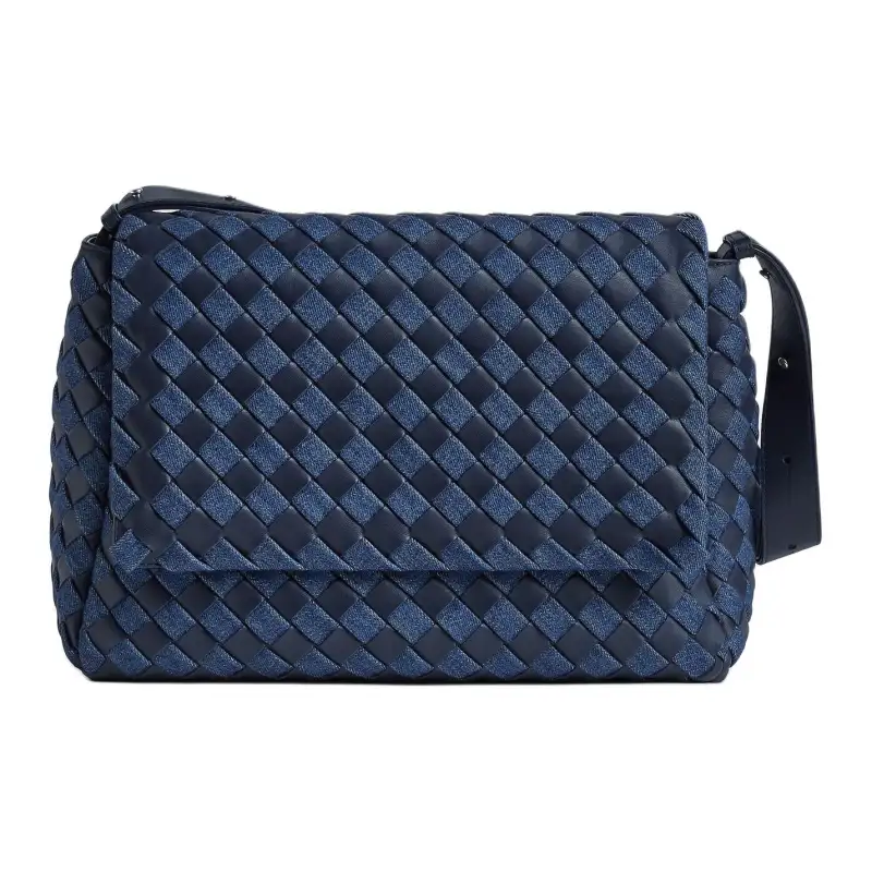 Bottega Veneta Lambskin Shoulder Bag, Crossbody Bag Large Men's Abyss & Indigo