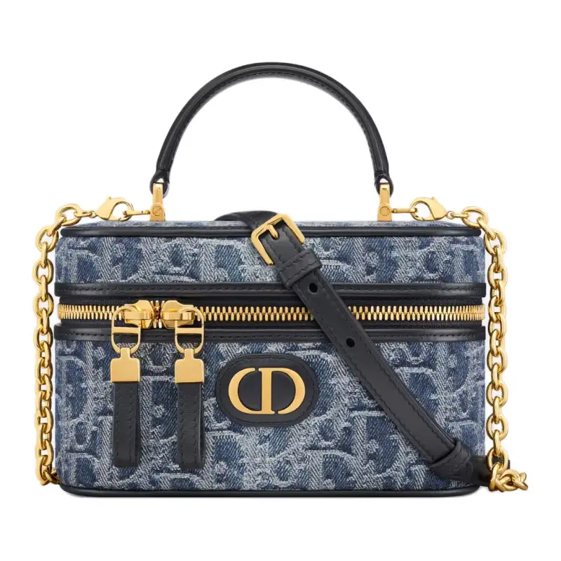 DIOR 30 Montaigne Oblique Jacquard Handbag, Shoulder Bag, Crossbody Bag Mini Women's Blue