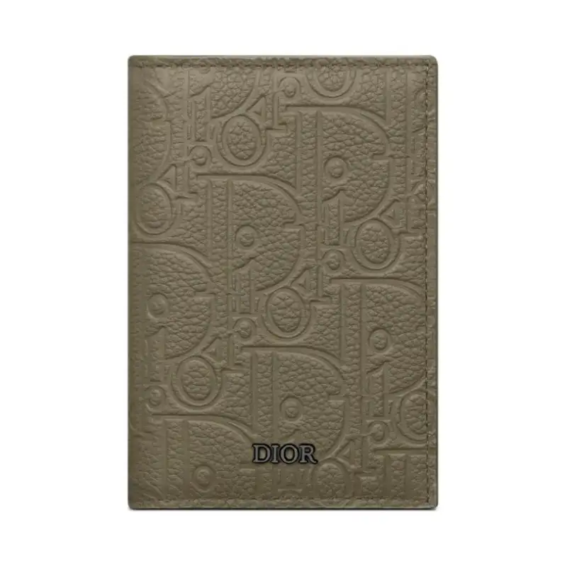 DIOR Gravity Leather Card Holder Men's Khaki