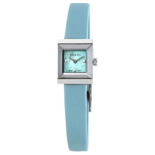 GUCCI Wrist Watches Quartz Movement Satin Strap 14*18mm Blue Dial Unisex 30m Water Resistant