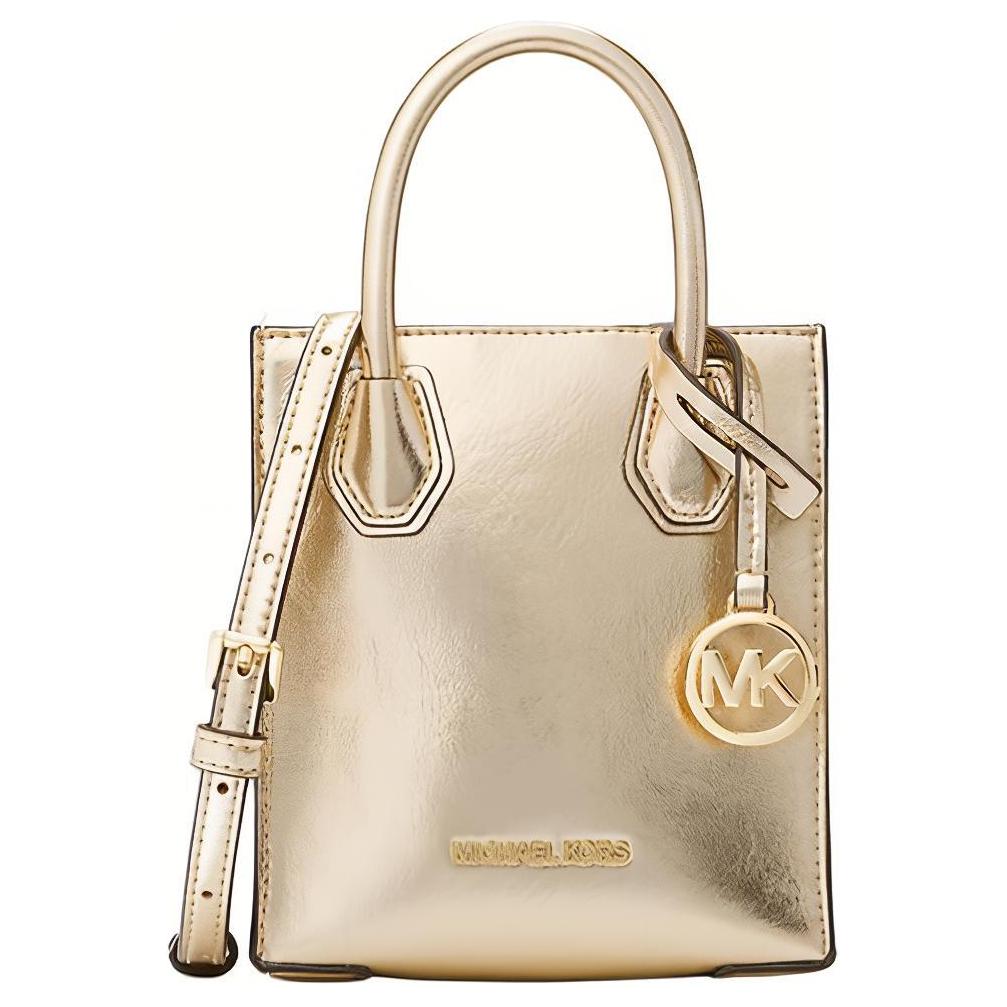 MICHAEL KORS Mercer Patent Leather Shoulder Bag, Crossbody Bag, Handbag Small Women's Light Gold