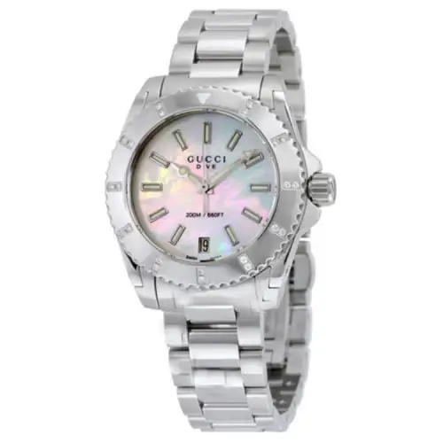 GUCCI Wrist Watches Quartz Movement Stainless Steel Strap 32mm Mother of Pearl Color Watch Dial Unisex
