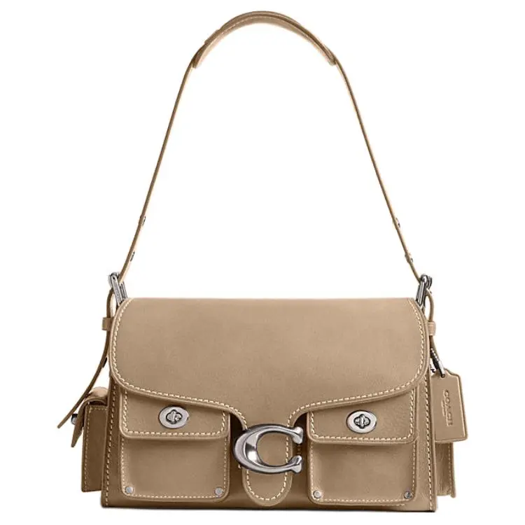 COACH CargoSoft Tabby Grain Leather Biker Bag Shoulder Bag, Handbag Medium Women's Khaki