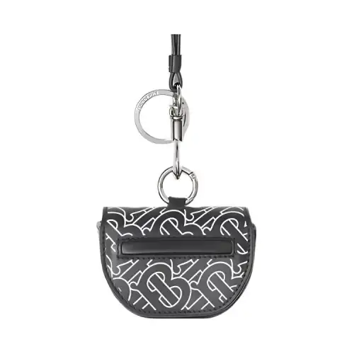 Burberry Cow Leather Earphone Case Unisex Black & White