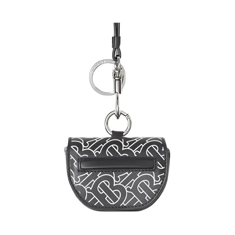 Burberry Cow Leather Earphone Case Unisex Black & White