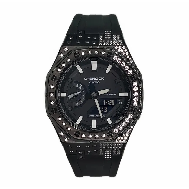 CASIO Custom Collection Quartz Movement Fluoroelastomer Strap Watch Men's Watches Black Dial