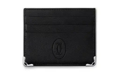 CARTIER Must De Cartier Cow Leather Card Holder Women's Black