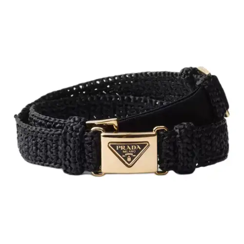 Prada triangle-logo crochet belt